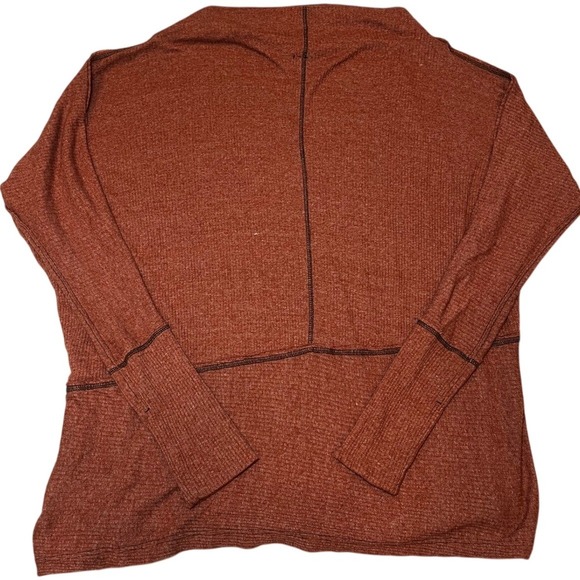 Free People Distressed Ribbed Knit Dolman Sleeve Tunic Top Size Large Orange‎ - Picture 2 of 11